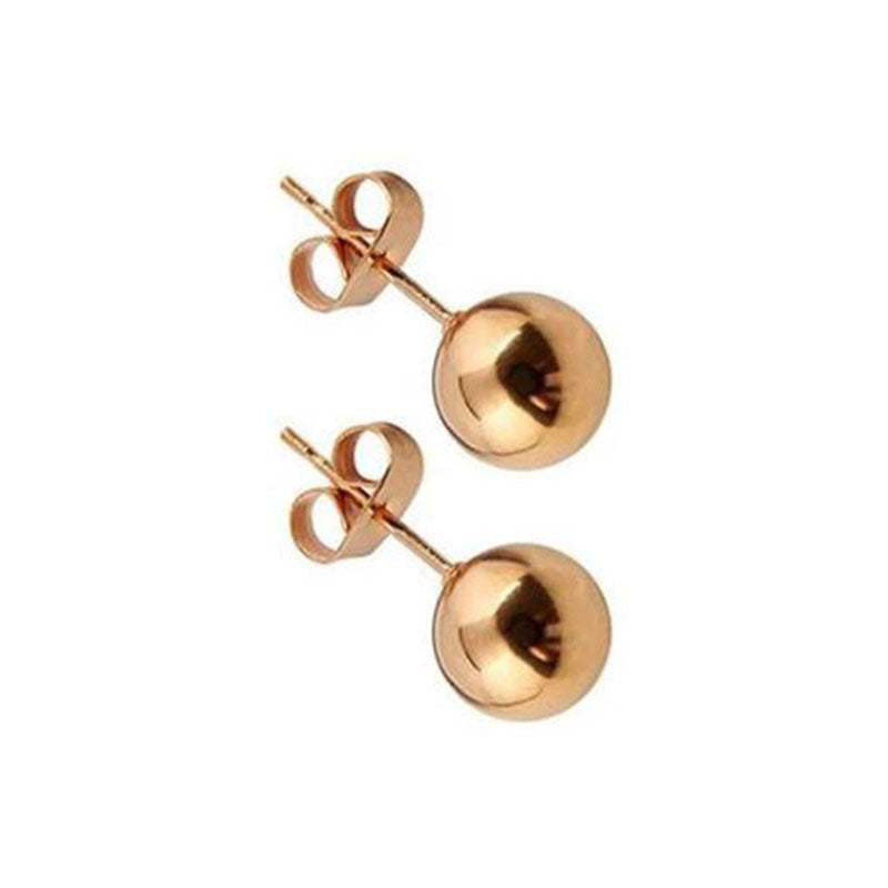 Round Ball Rose Gold Stainless Steel Stud Earrings 3|5|8mm