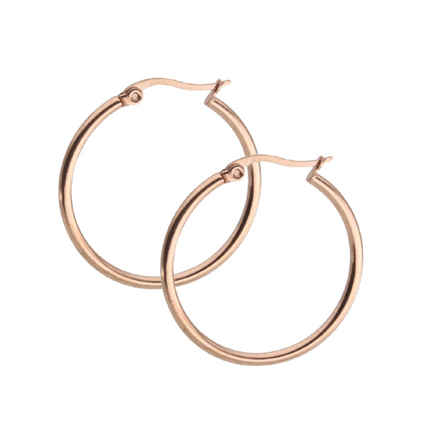 Round Rose Gold Stainless Steel Hoop Earrings 10|20|30|40|50|60|70mm