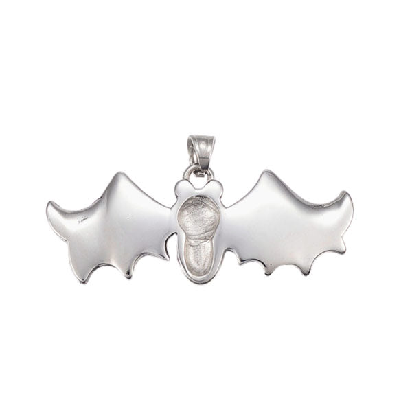 Bat Silver Stainless Steel Box Chain Necklace