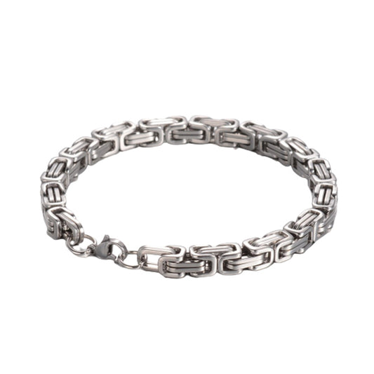 Stainless Steel Silver Byzantine Chain Bracelet
