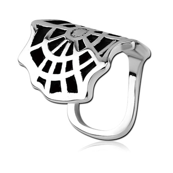 Cobweb Silver Stainless Steel Lip Cuff Ring