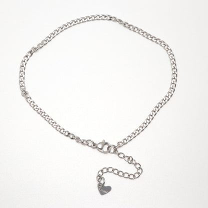 Curb Chain Silver Stainless Steel Anklet