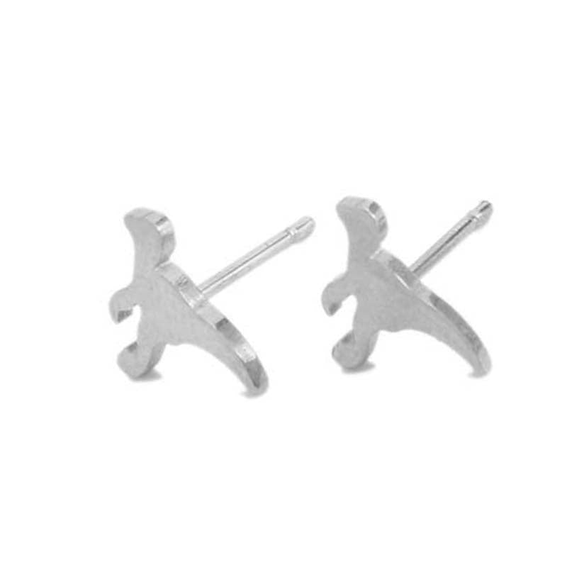 Dinosaur Silver Stainless Steel Stud Earrings