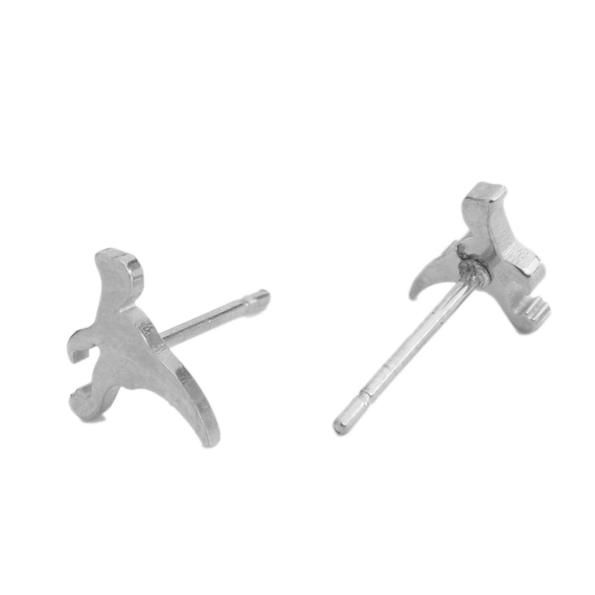 Dinosaur Silver Stainless Steel Stud Earrings