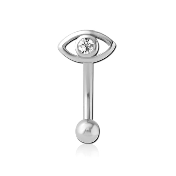 Eye Clear CZ Silver Stainless Steel Micro Curved Barbell