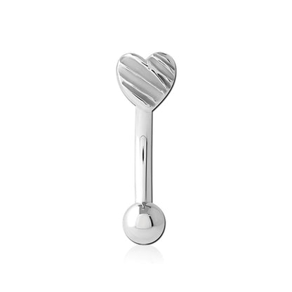 Heart Lined Silver Stainless Steel Micro Curved Barbell