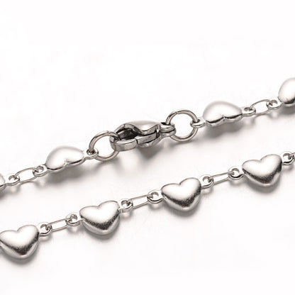 Stainless Steel Silver Hearts Chain Bracelet