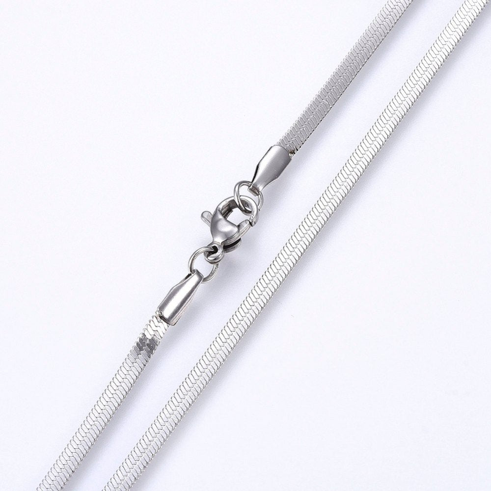 Herringbone Chain Silver Stainless Steel Necklace