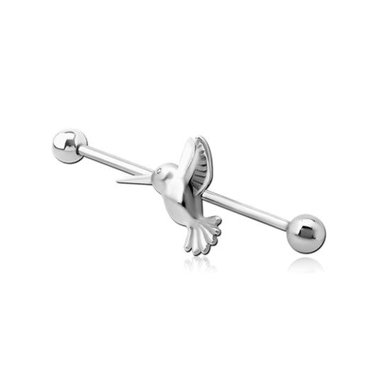 Hummingbird Silver Stainless Steel Industrial Scaffold Barbell