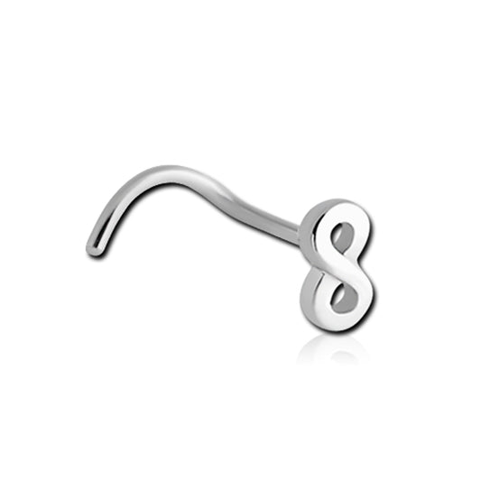 Infinity Silver Stainless Steel Curved Screw Nose Stud
