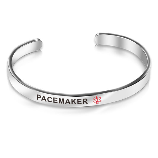 Stainless Steel Silver Pacemaker Medical Alert Bangle