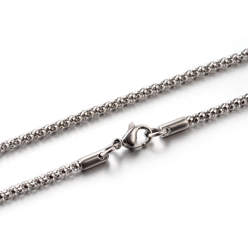 Popcorn Chain Silver Stainless Steel Necklace