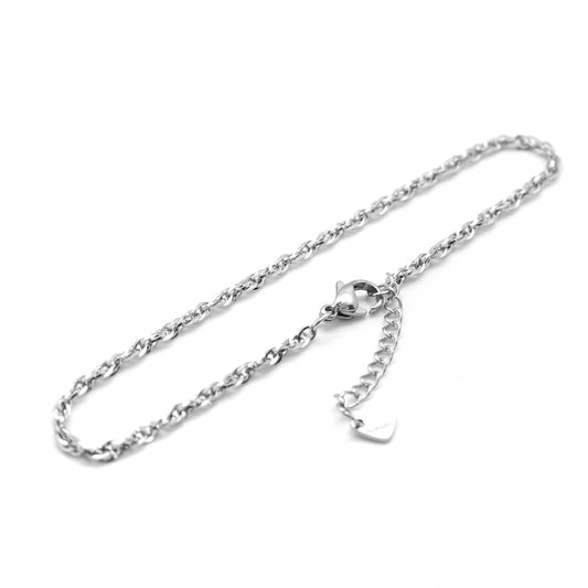 Rope Chain Silver Stainless Steel Anklet
