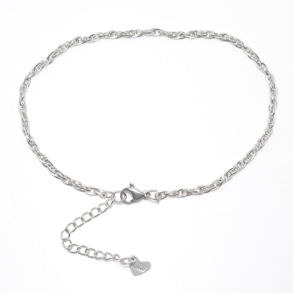 Rope Chain Silver Stainless Steel Anklet