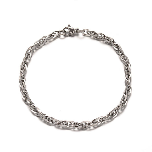 Stainless Steel Silver Rope Bracelet