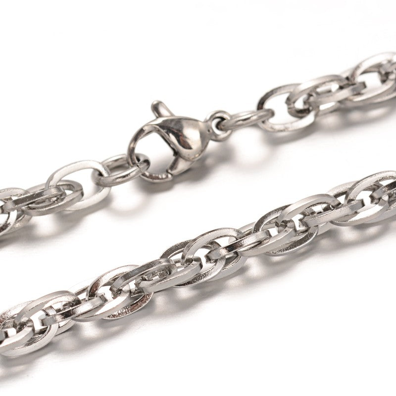 Stainless Steel Silver Rope Bracelet