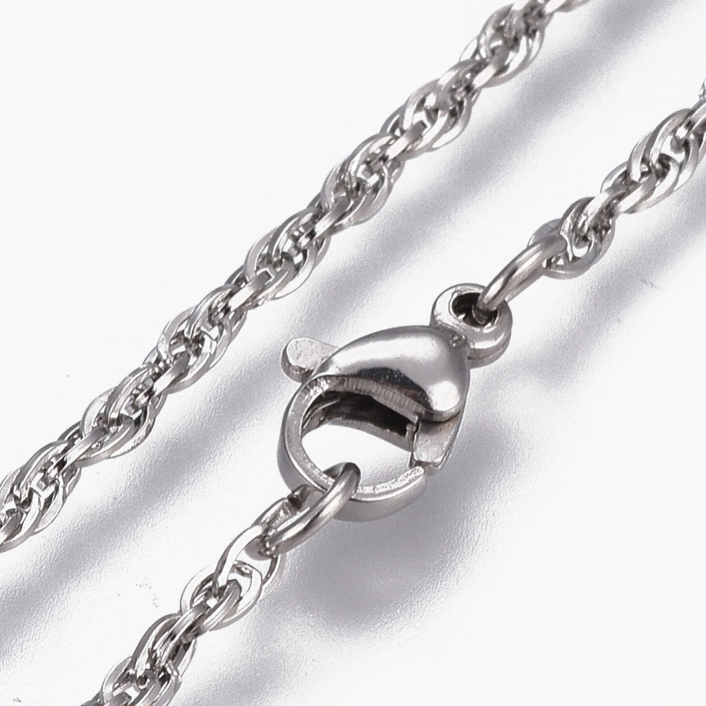Rope Chain Silver Stainless Steel Necklace