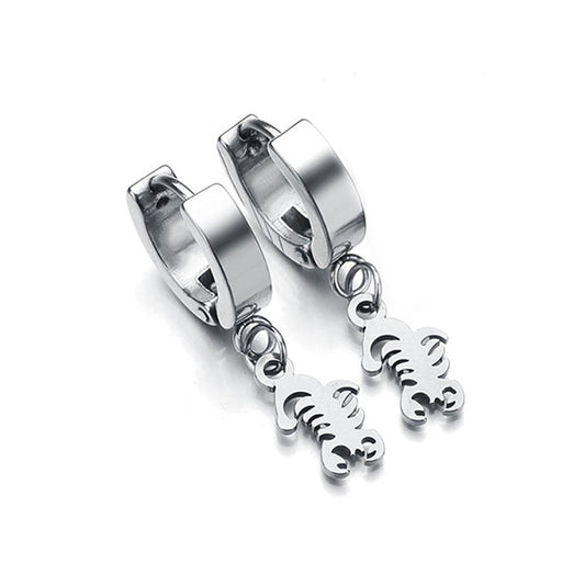 Scorpion Silver Stainless Steel Huggie Hoop Earrings