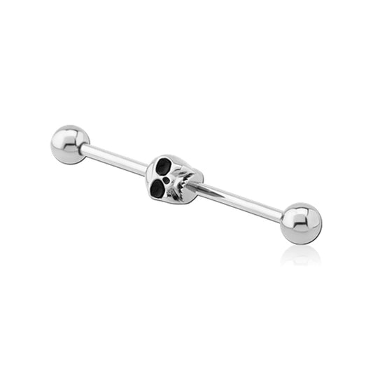 Skull Silver Stainless Steel Industrial Scaffold Barbell