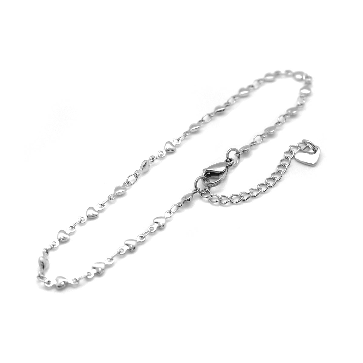 Small Hearts Chain Silver Stainless Steel Anklet