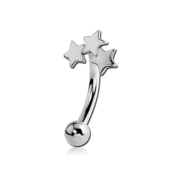 Star Trio Silver Stainless Steel Micro Curved Barbell