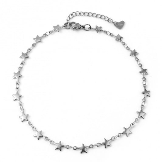 Stars Chain Silver Stainless Steel Anklet