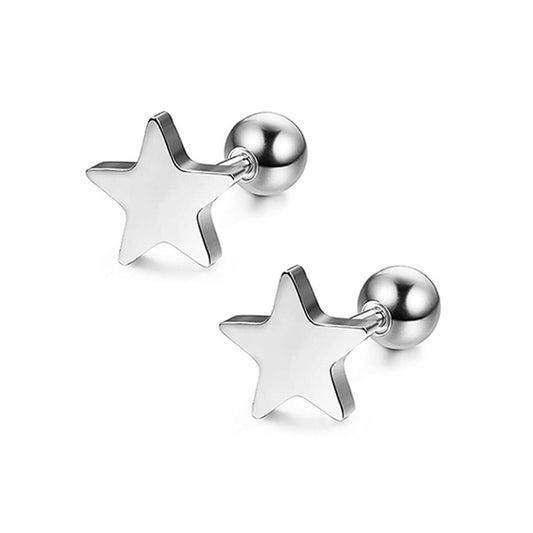Star Small Silver Stainless Steel Ear Studs