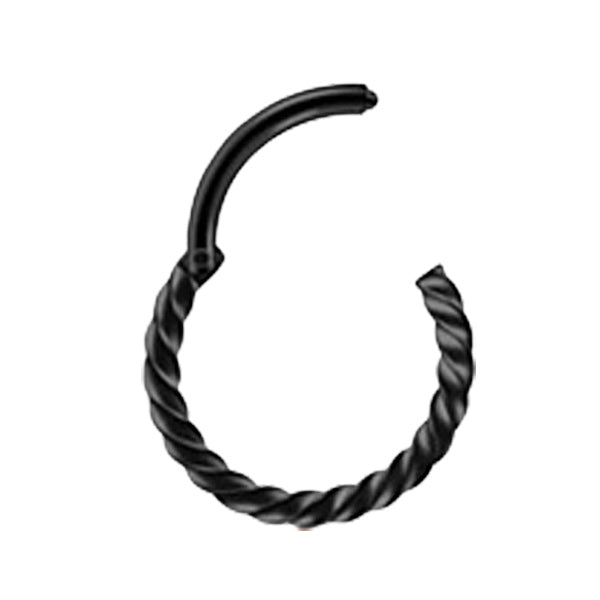 Twisted Rope Black Stainless Steel Hinged Clicker 6|8|10|12mm
