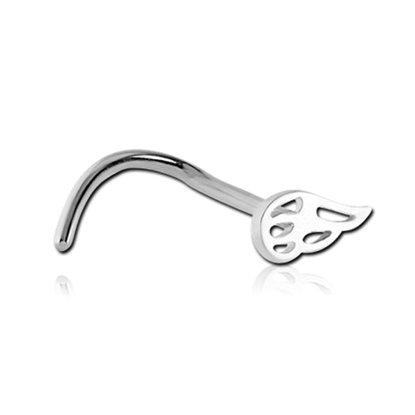 Wing Silver Stainless Steel Curved Screw Nose Stud